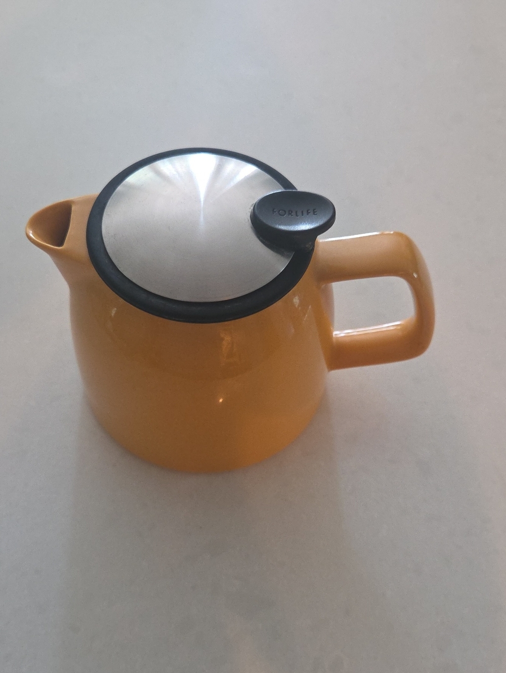 Yellow Ceramic Tea Pot with Stainless Steel Lid